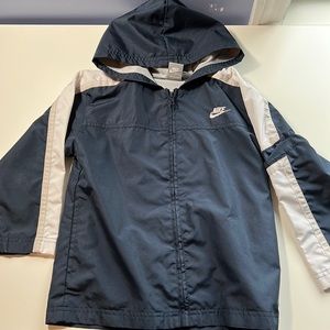 Nike Windbreaker Rain Jacket Blue White Stripe Lined Size 5